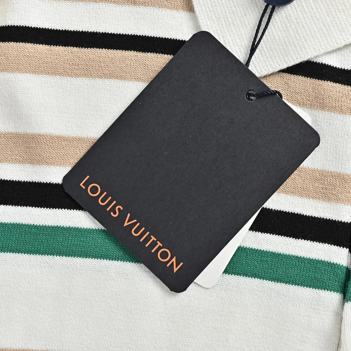 Louis Vuitton/Louis Vuitton leather label striped Polo short sleeves